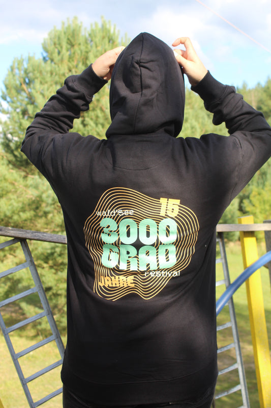 3000Grad Festival Hoodie – 15 Jahre Edition (Schwarz)