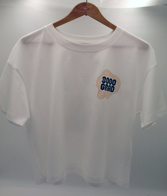 Cropped Shirt – 15 Jahre 3000° Festival (Weiß)